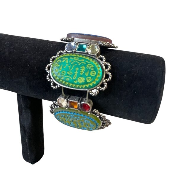 Chico's Luxor Multicolor Oval Stretch Statement Bracelet Large - Picture 5 of 9